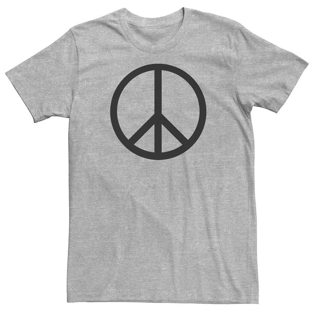 Big & Tall Peaceful Peace Sign Tee, Men's, Size: 4XL, Athletic Grey Product Image