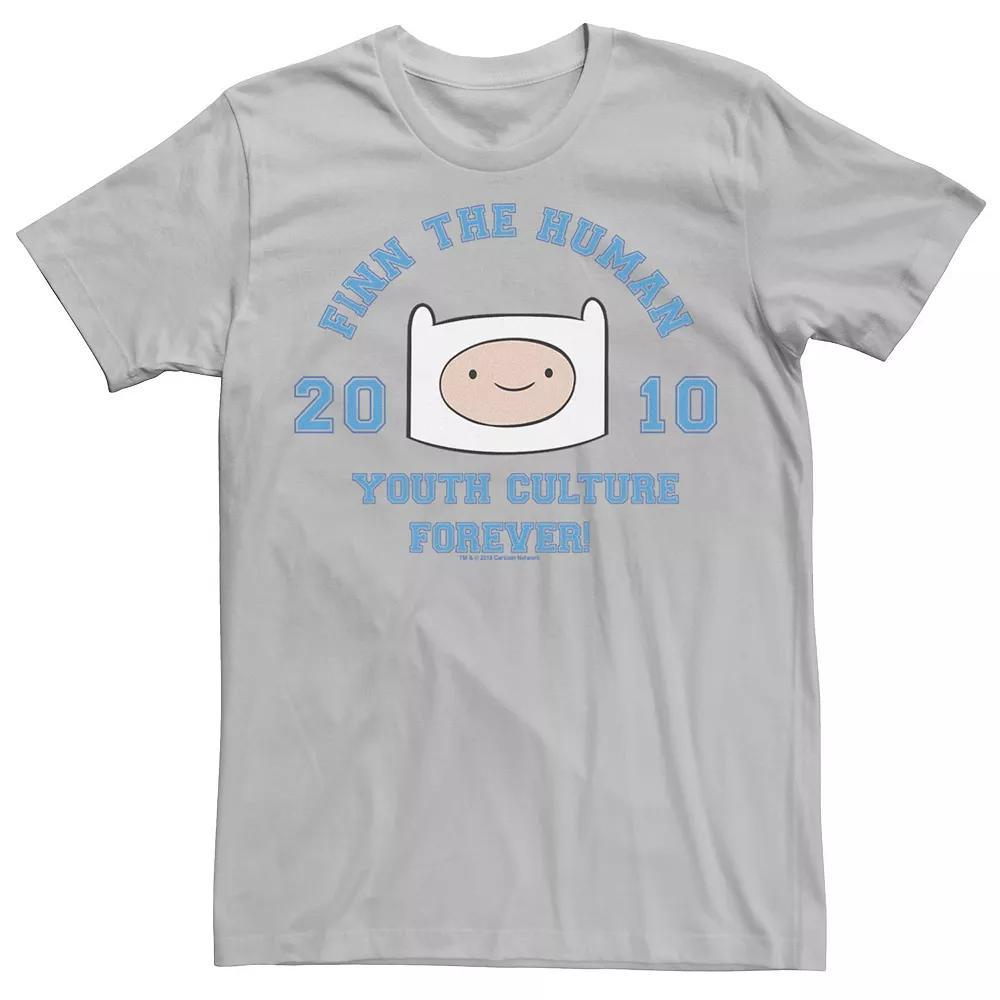 Men's Adventure Time Finn The Human Youth Culture Forever Graphic Tee, Size: 3XL, Athletic Grey Product Image
