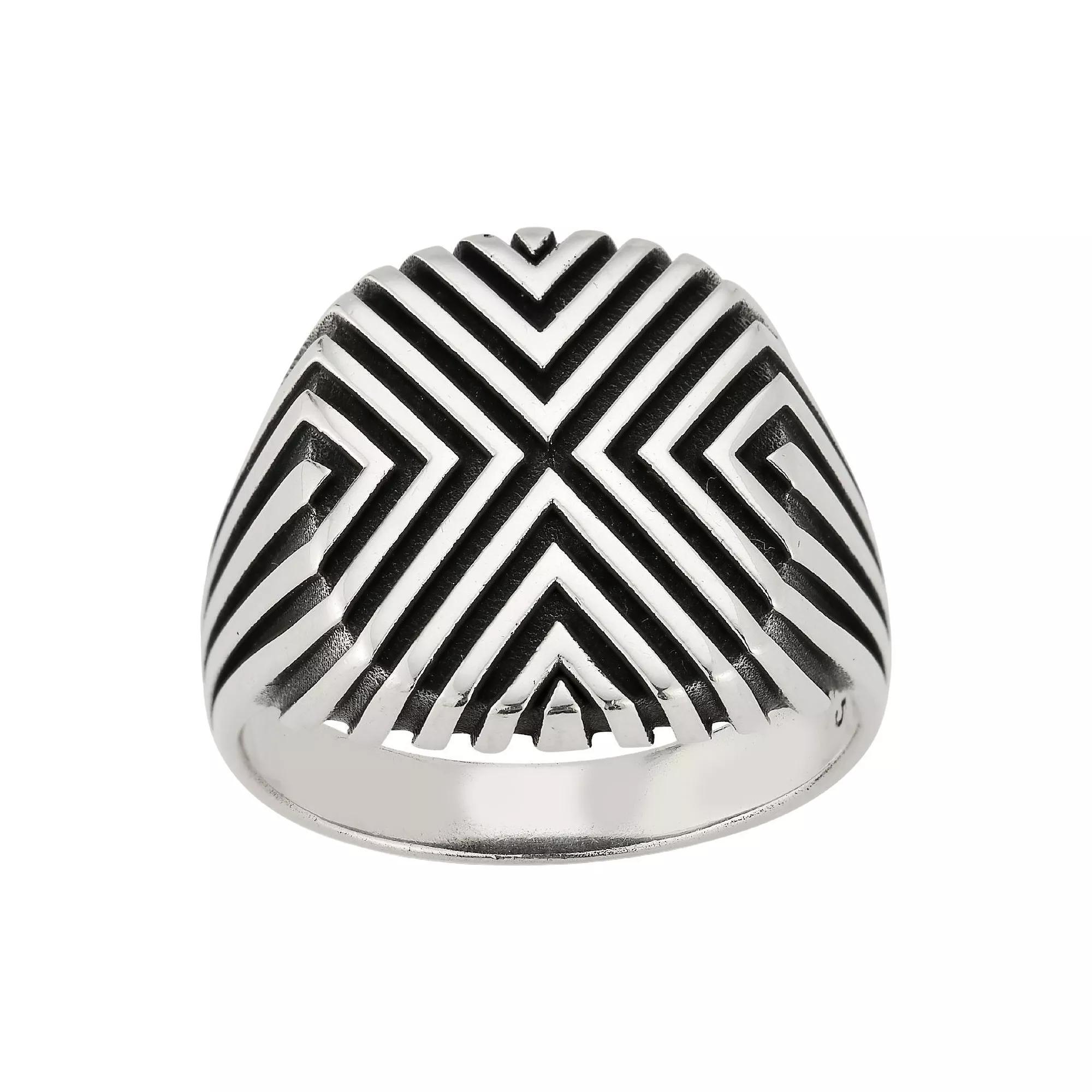 Milanesi And Co Mens Sterling Silver Textured Chevron Statement Ring Product Image