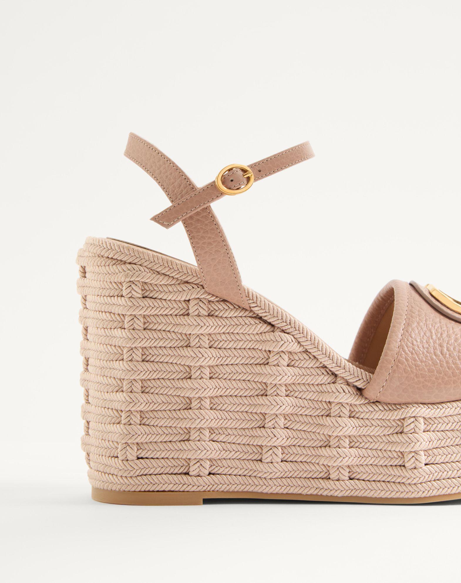 Vlogo Signature Wedge Sandal In Grainy Calfskin 120Mm Product Image