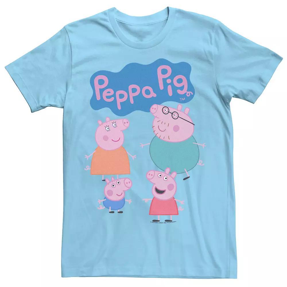 Men's Peppa Pig Family Logo Tee, Size: Small, Light Blue Product Image