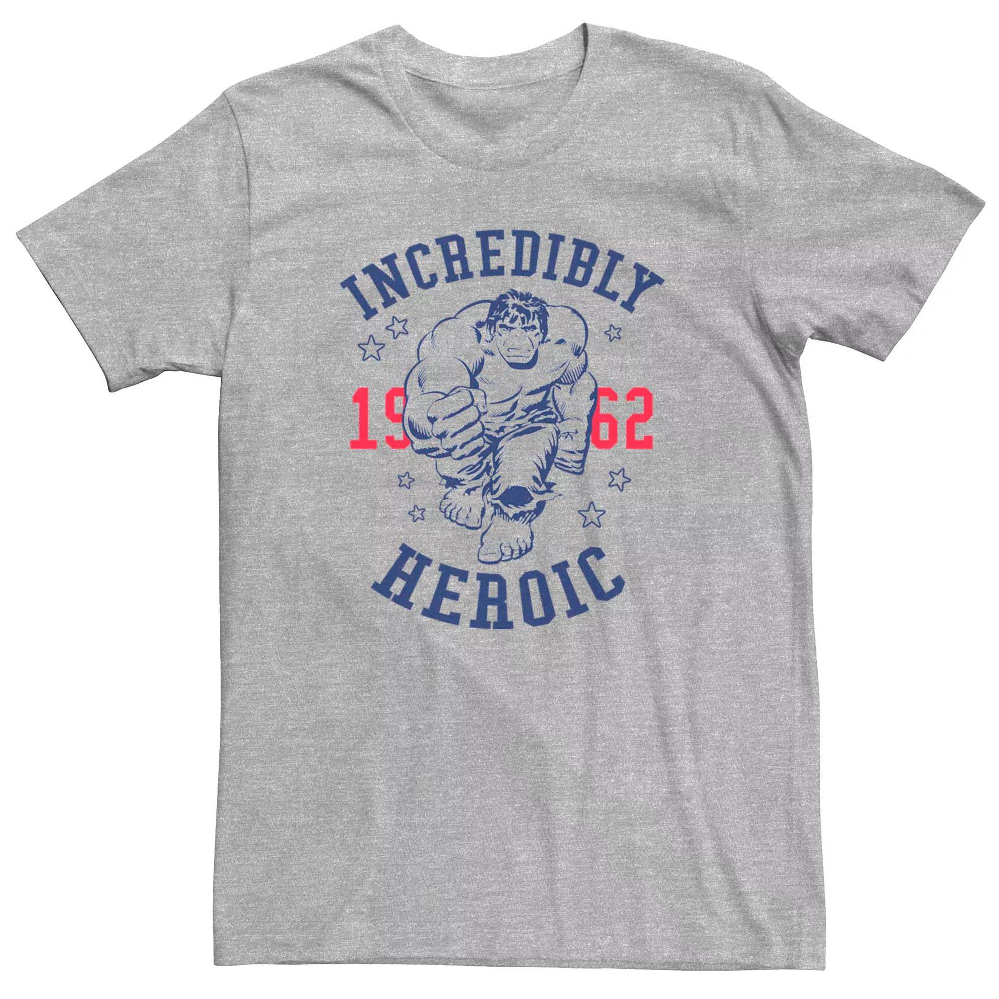 Men's Marvel Hulk Incredibly Heroic Logo Tee, Size: Medium, Athletic Grey Product Image