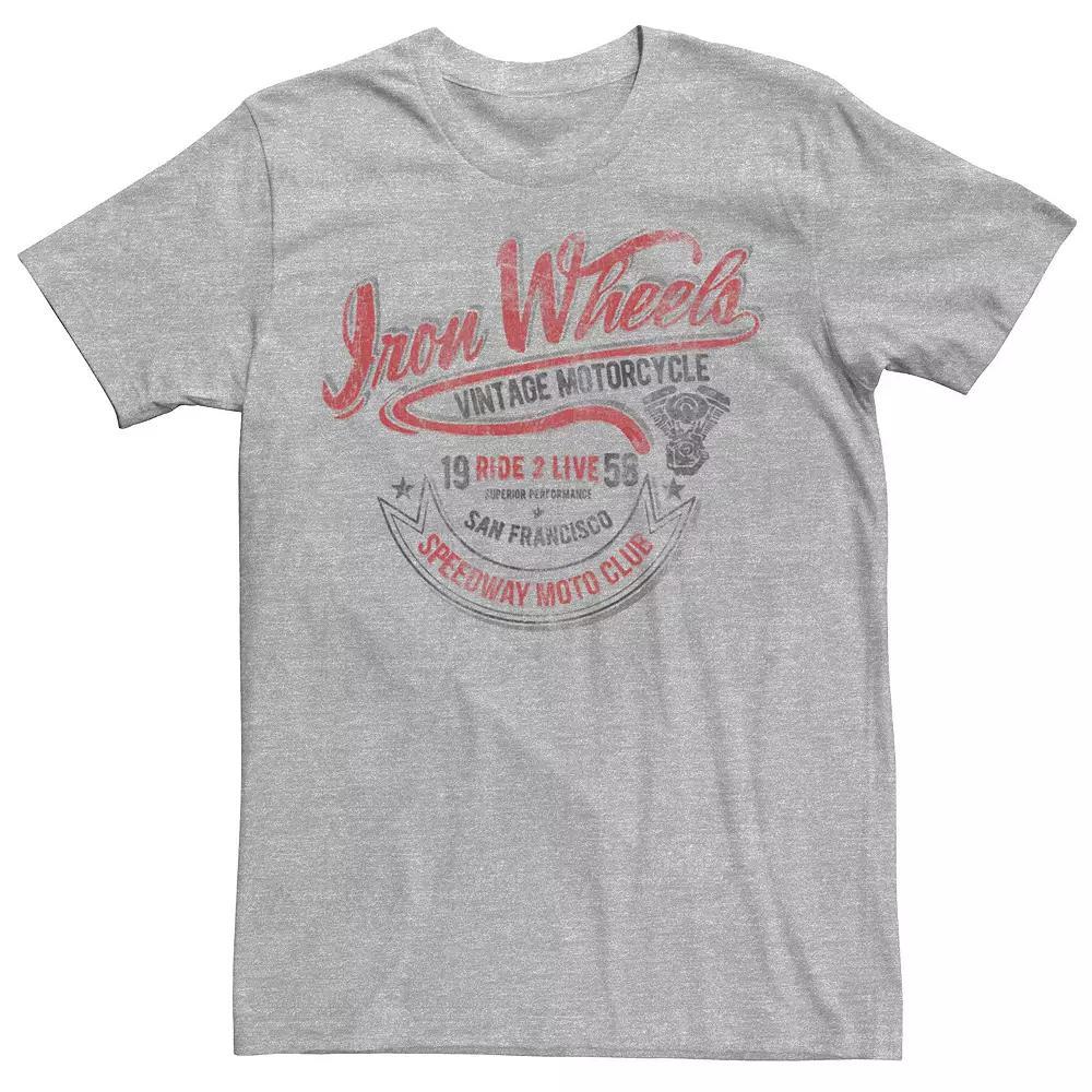 Men's Iron Wheels Speedway Moto Club Vintage Tee, Size: 3XL, Athletic Grey Product Image