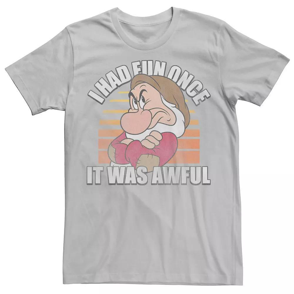 Disney's Snow White And the Seven Dwarfs Men's Grumpy Had Fun Graphic Tee, Size: Medium, Athletic Grey Product Image