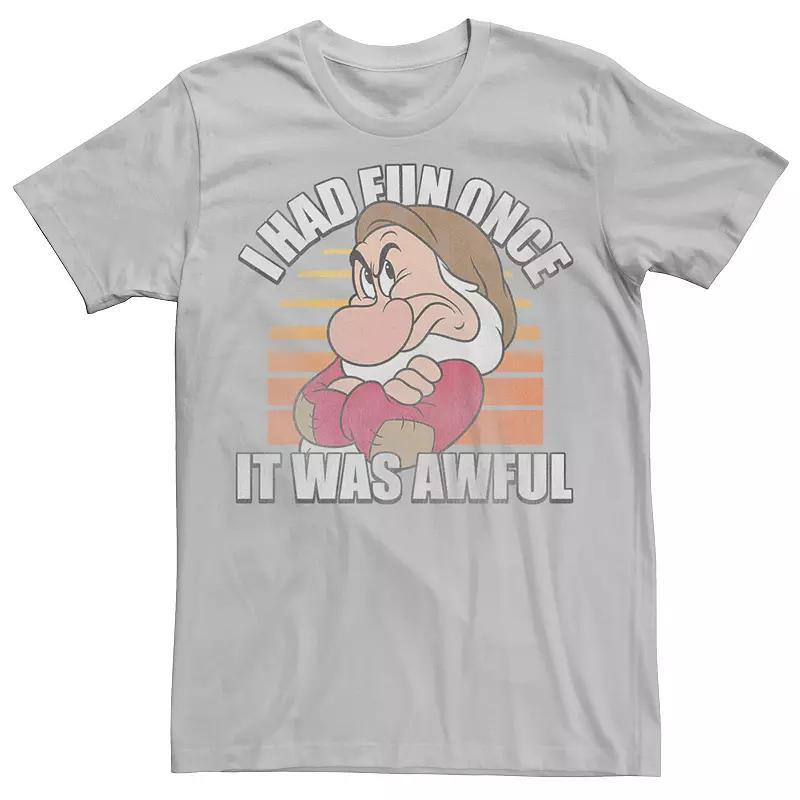 Disney's Snow White And the Seven Dwarfs Men's Grumpy Had Fun Graphic Tee, Size: Medium, Athletic Grey Product Image