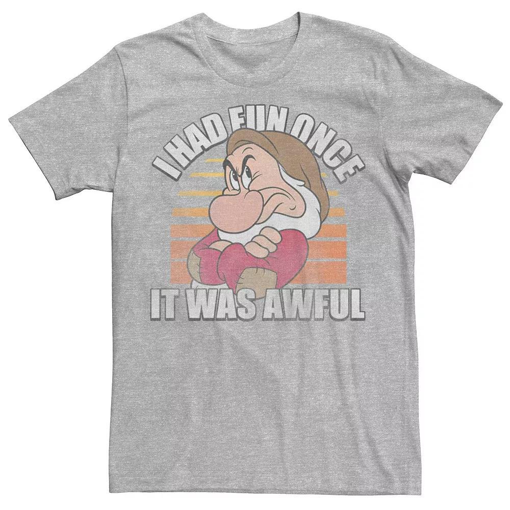 Disney's Snow White And the Seven Dwarfs Men's Grumpy Had Fun Graphic Tee, Size: Medium, Athletic Grey Product Image