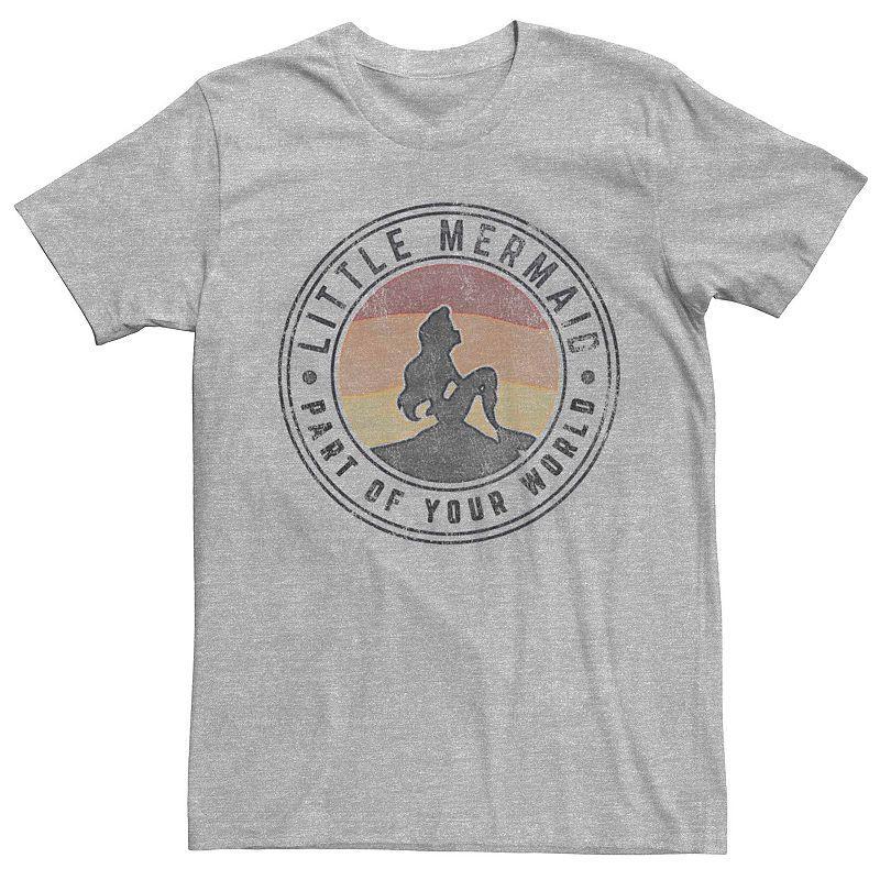 Disney's The Little Mermaid Ariel Men's Retro Sunset Logo Graphic Tee, Size: Large, Athletic Grey Product Image