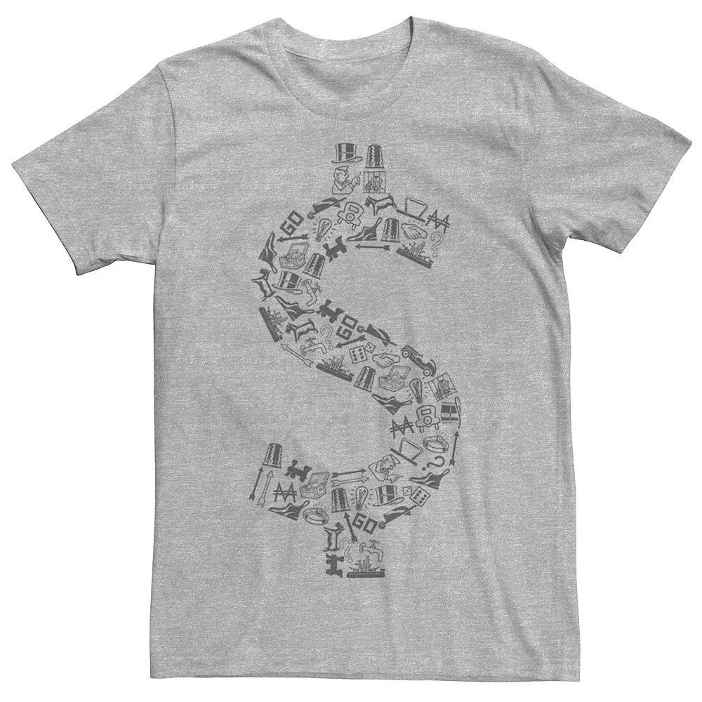 Men's Monopoly Icons Money Symbol Graphic Tee, Size: XS, Athletic Grey Product Image