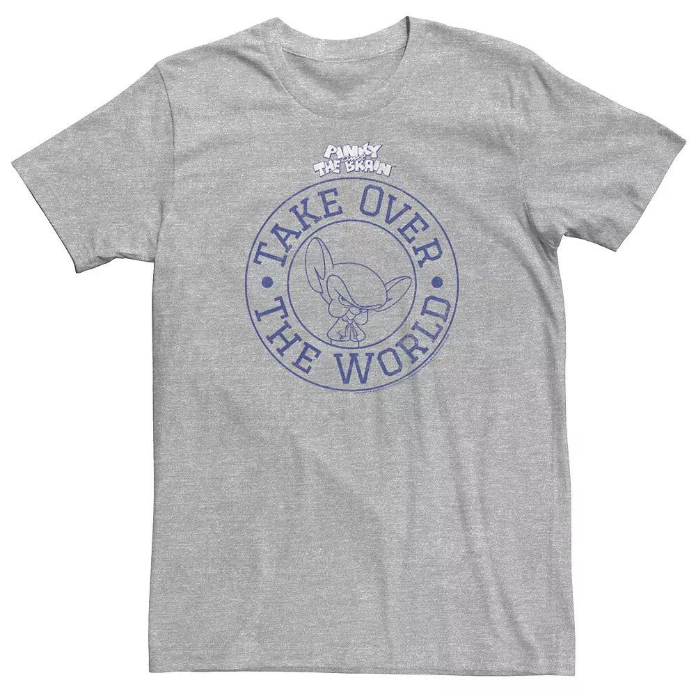 Big & Tall Pinky And The Brain Take Over The World Logo Tee, Men's, Size: 3XL Tall, Athletic Grey Product Image