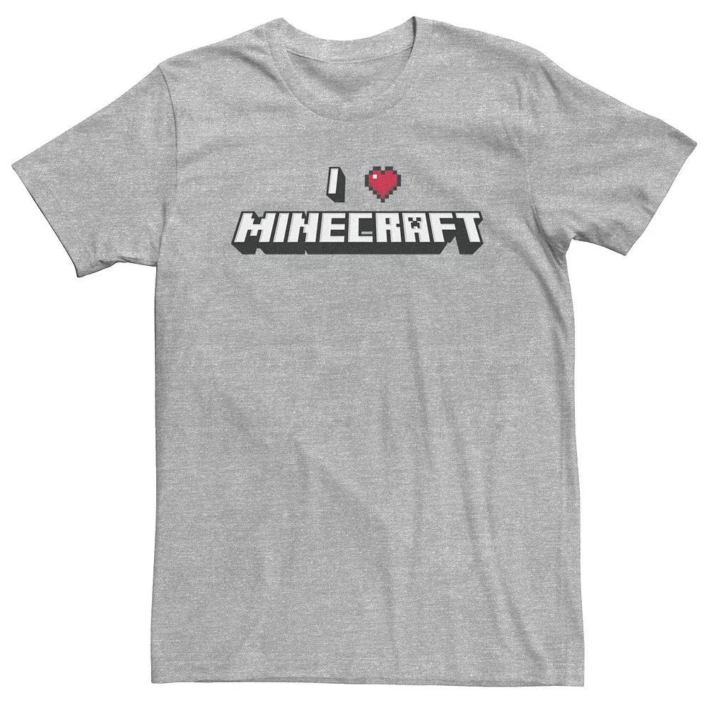 Big & Tall Minecraft "I Love Minecraft" Text Tee, Men's, Size: 4XLT, Athletic Grey Product Image