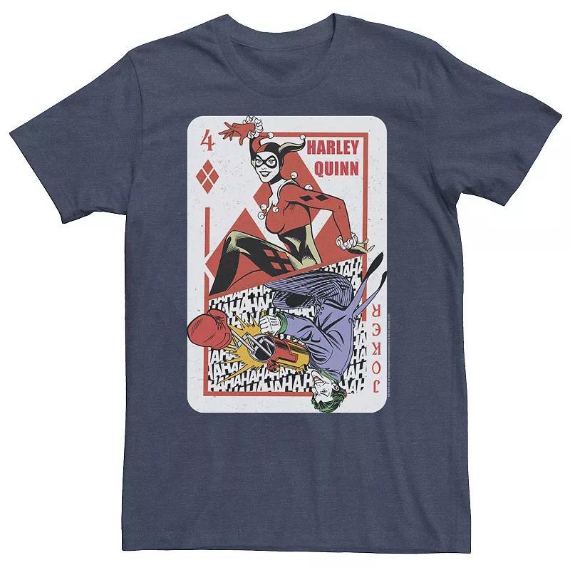 Big & Tall DC Comics Batman Harley Quinn And The Joker Playing Card Tee, Men's, Size: 3XL Tall, Athletic Grey Product Image