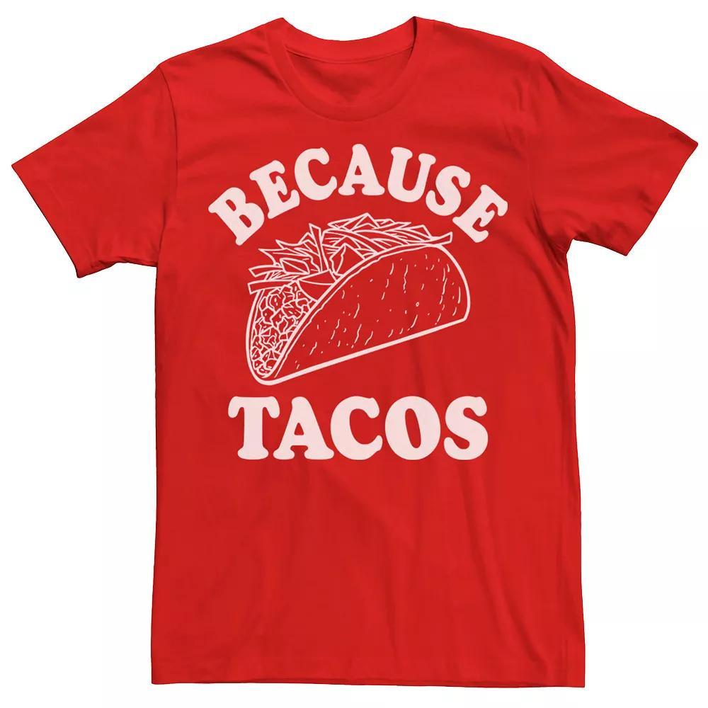 Men's Because Tacos Retro Text Funny Tee, Size: Medium, Red Product Image