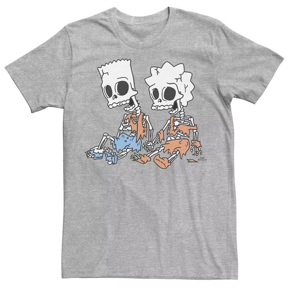 Men's The Simpsons Bart & Lisa Skeletons Tee, Size: Small, Athletic Grey Product Image