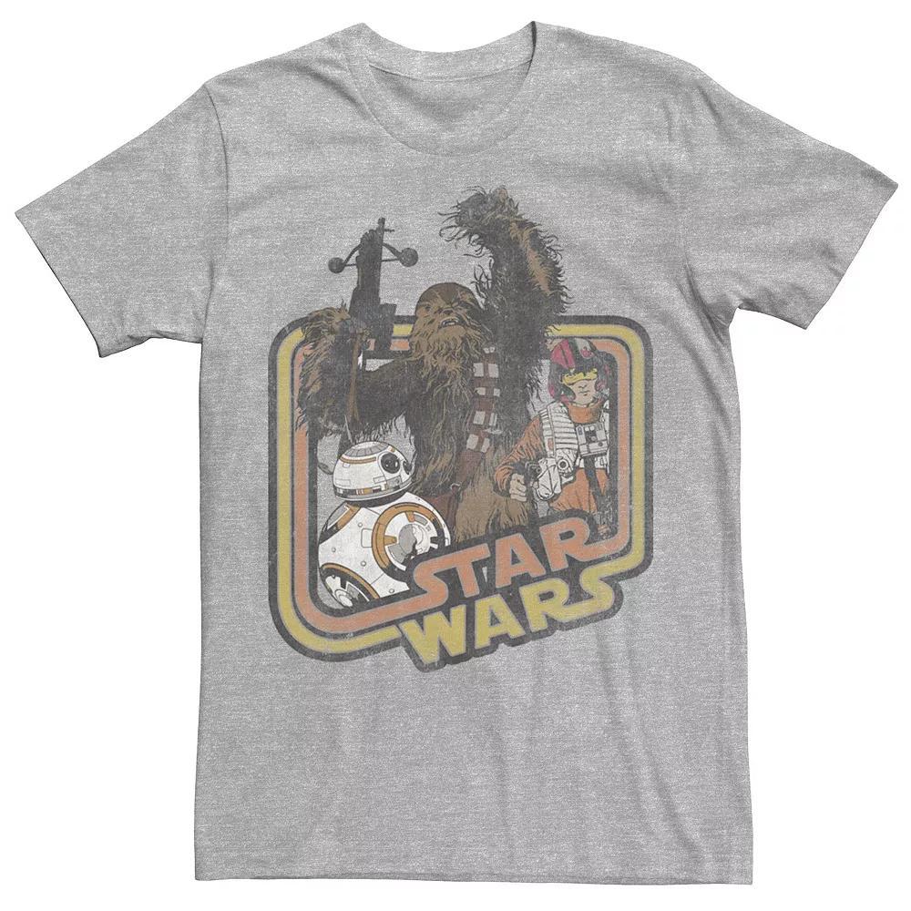 Men's Star Wars Chewbacca And BB-8 Tee, Size: XXL, Athletic Grey Product Image