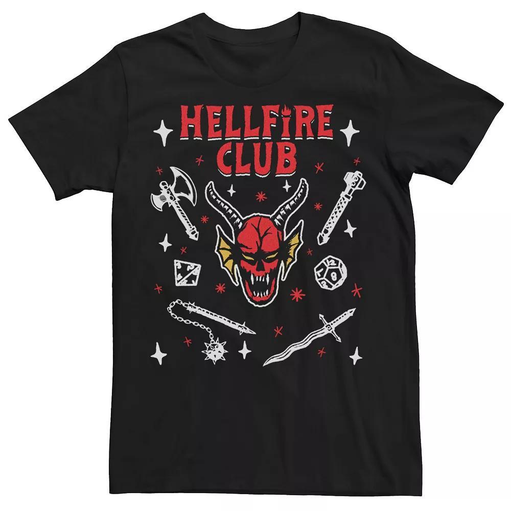 Men's Netflix - Stranger Things The Hellfire Club Mace Dagger Axe Tee, Size: XL, Black Product Image