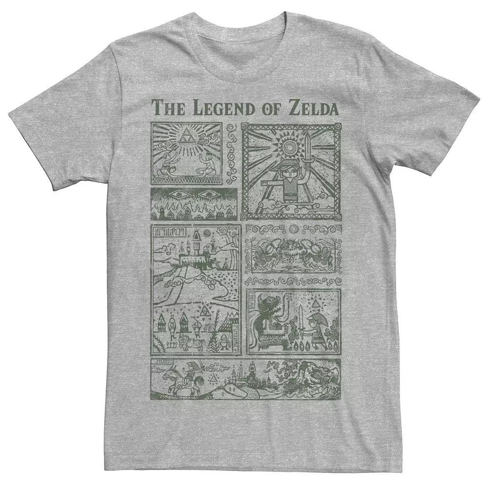 Men's The Legend Of Zelda Story Panels Tee, Size: XL, Athletic Grey Product Image