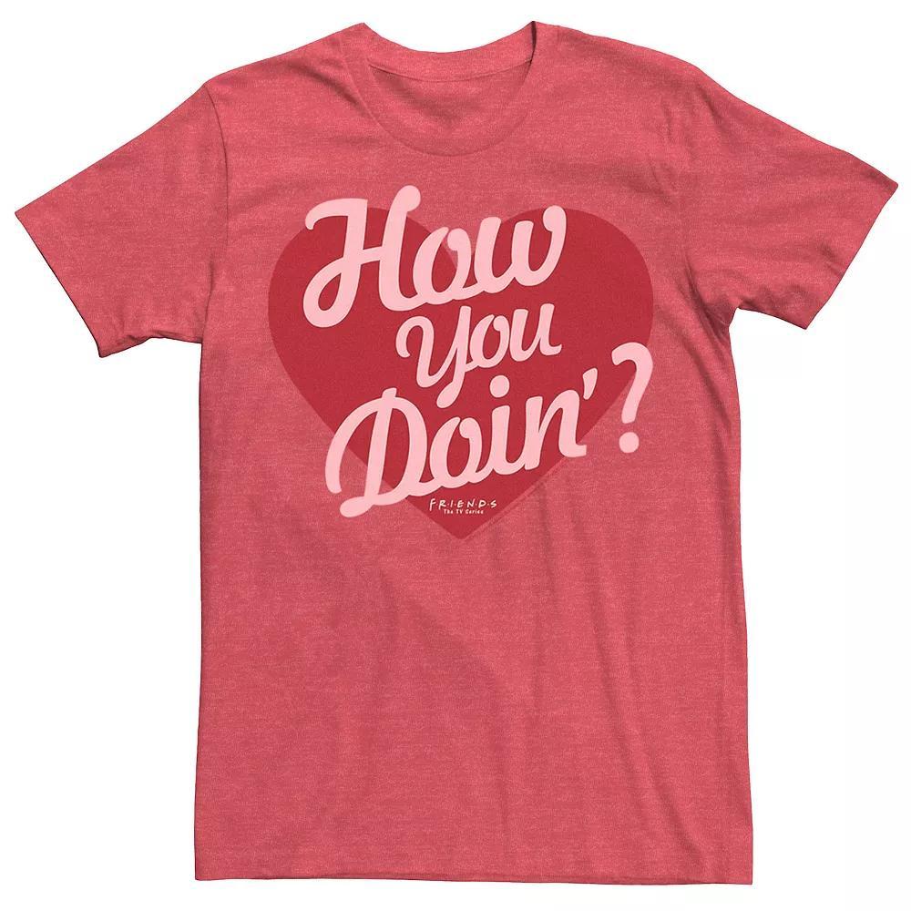Men's Friends How You Doin' Heart Graphic Tee, Size: 3XL, Red Grey Product Image