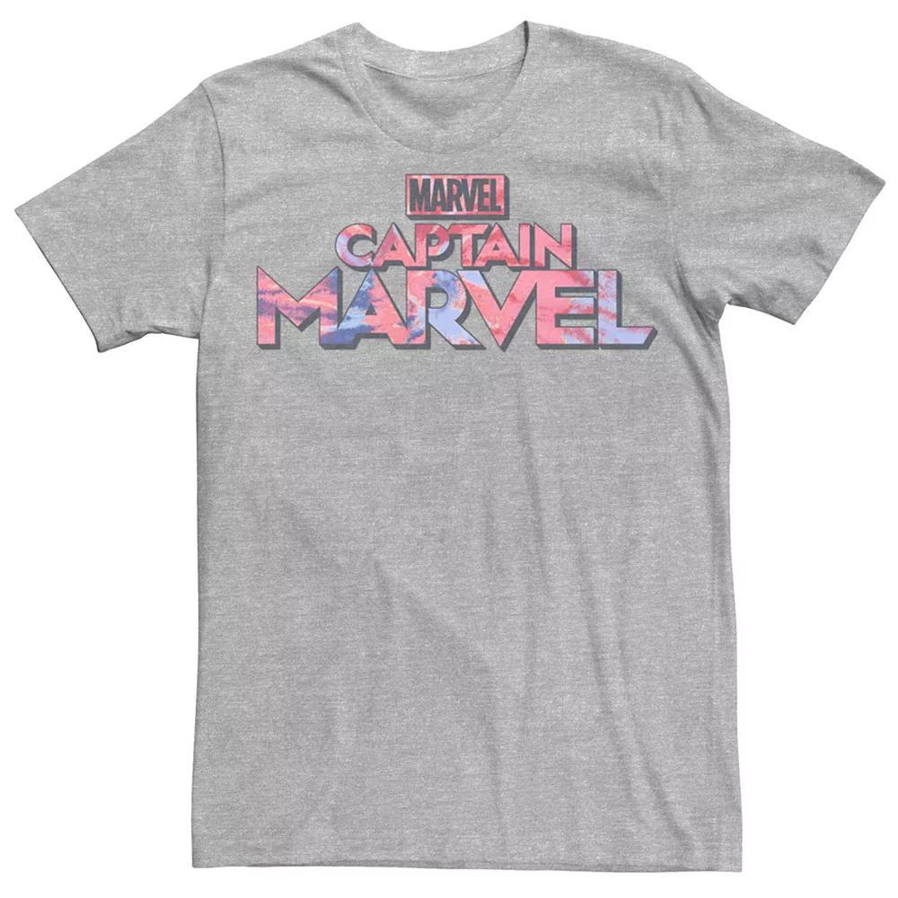 Men's Marvel Captain Marvel Tie Dye Text Logo Tee, Size: Medium, Athletic Grey Product Image