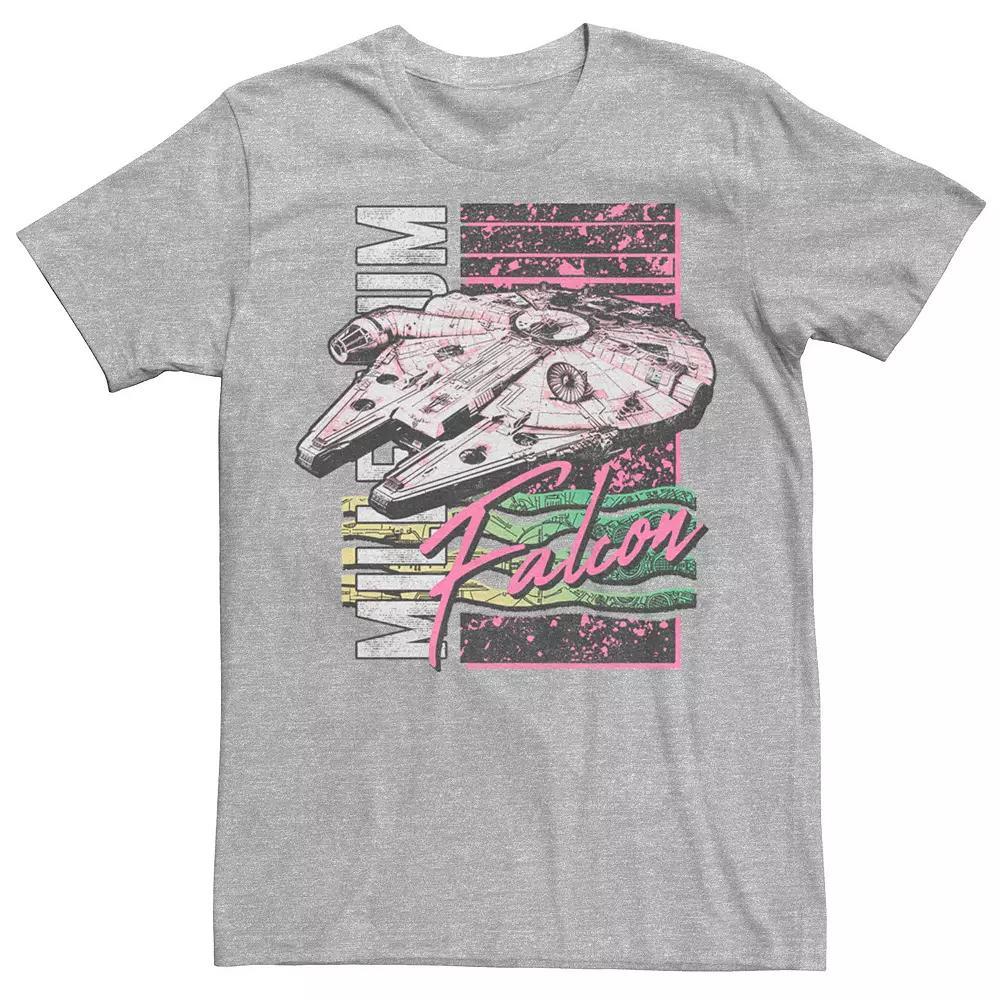 Mens Star Wars Neon Vintage Millennium Falcon Tee Athletic Grey Product Image