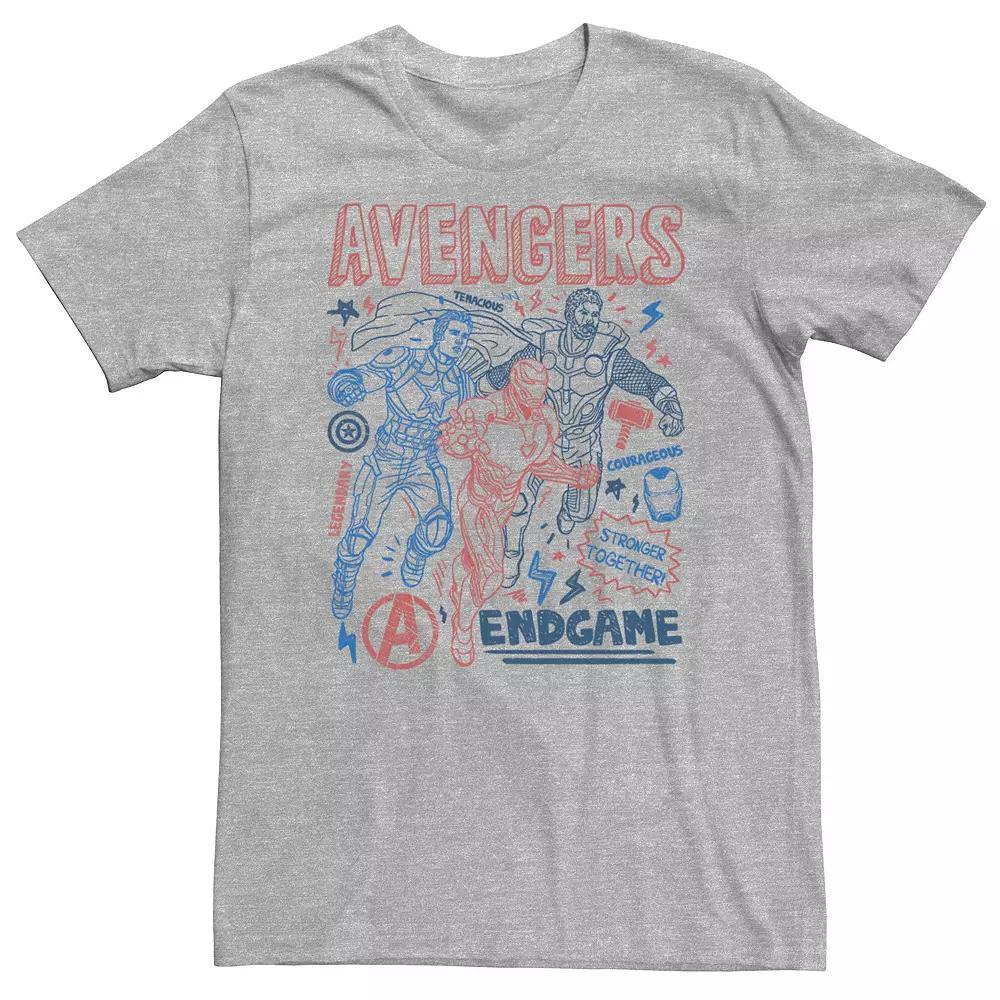 Big & Tall Marvel Avengers Endgame Doodle Collage Logo Tee, Men's, Size: 4XLT, Athletic Grey Product Image