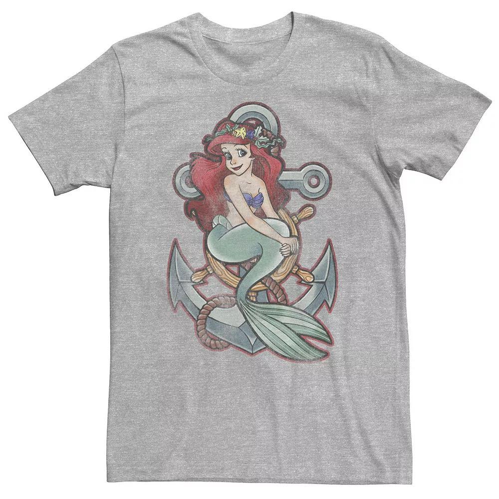 Big & Tall Disney Little Mermaid Tattoo Anchor Pose Tee, Men's, Size: 3XL Tall, Athletic Grey Product Image