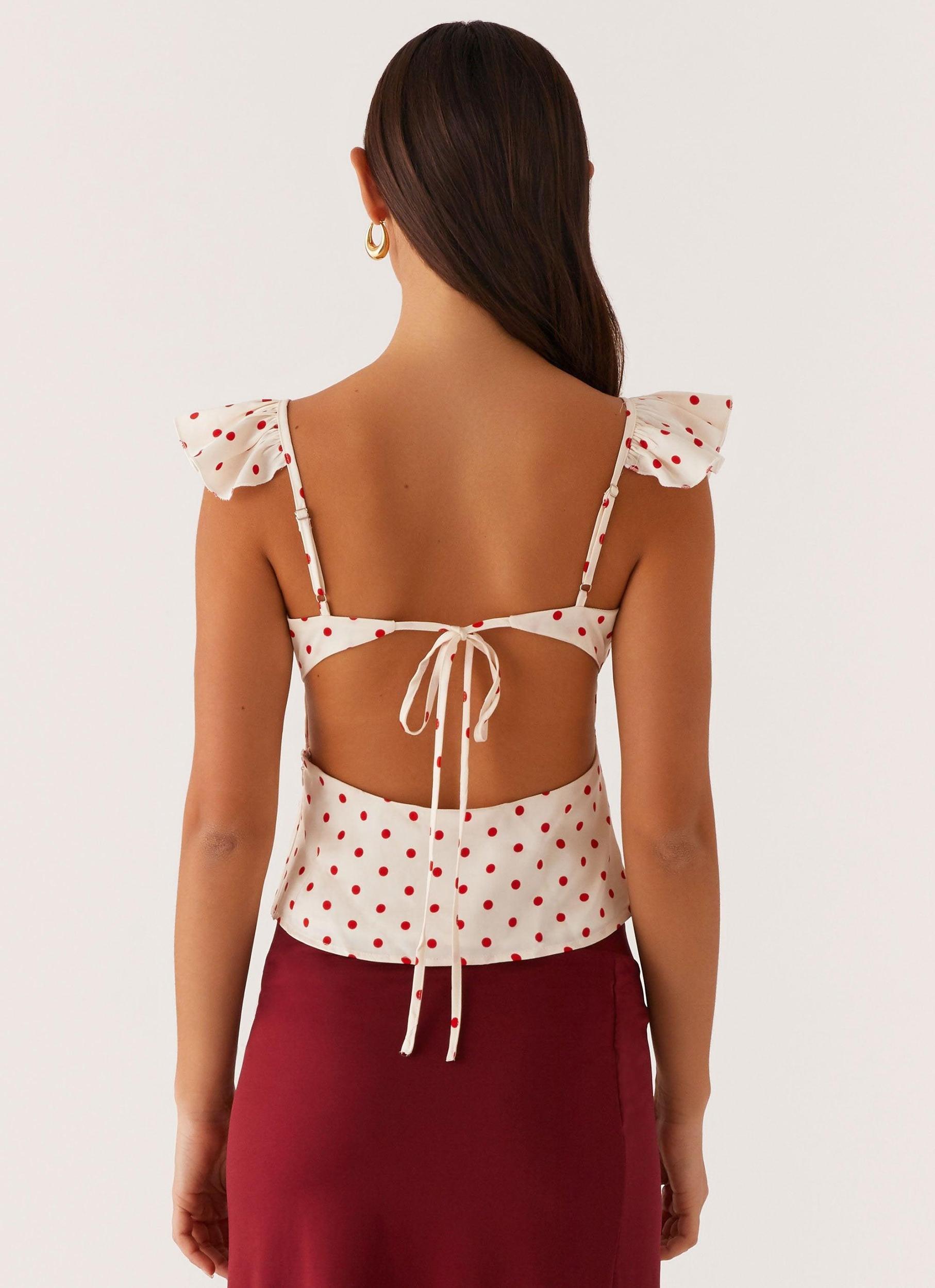 Regan Ruffle Top - Red Polka Dot Product Image