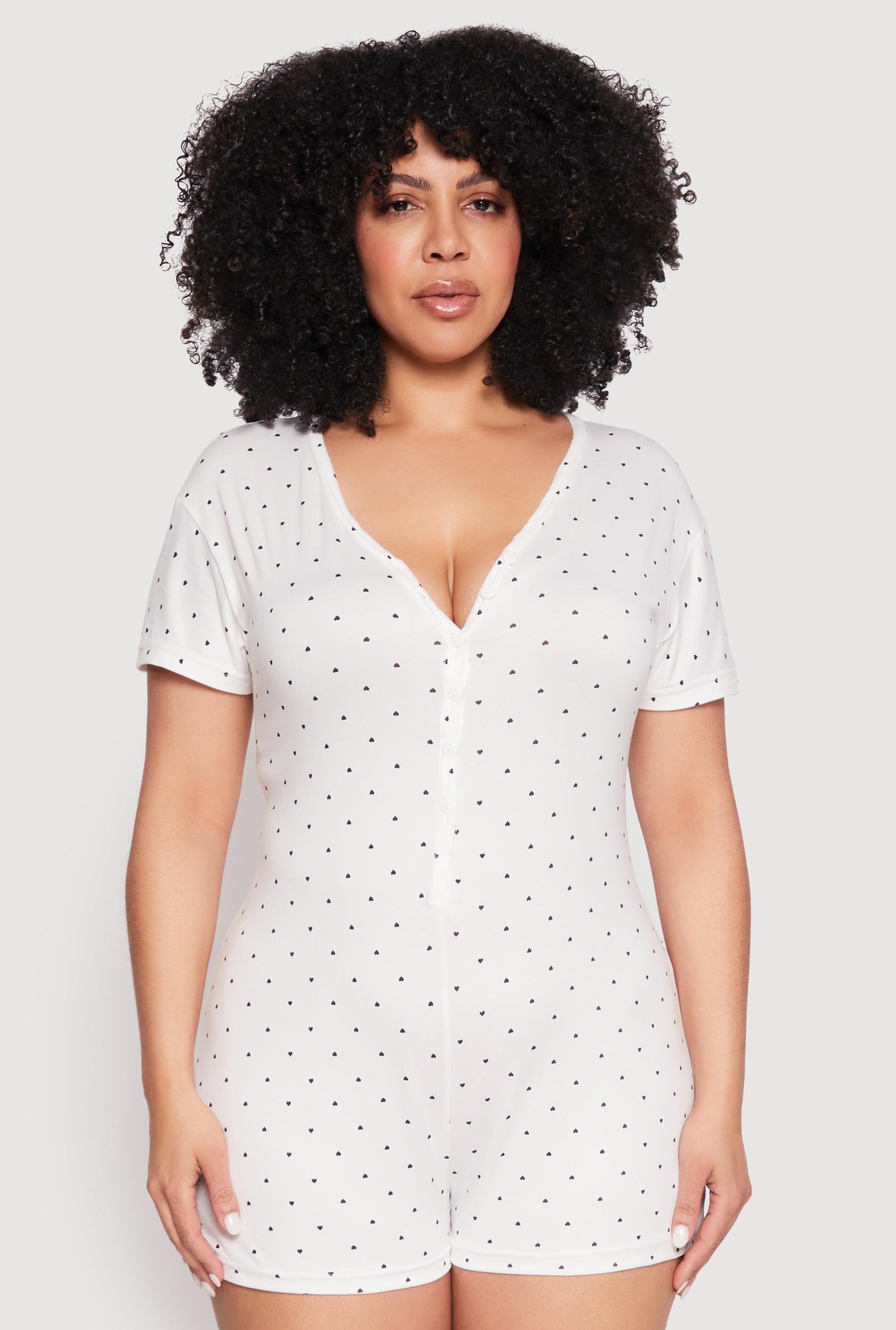 Womens Plus Size Kiss Me Pajama Romper Product Image