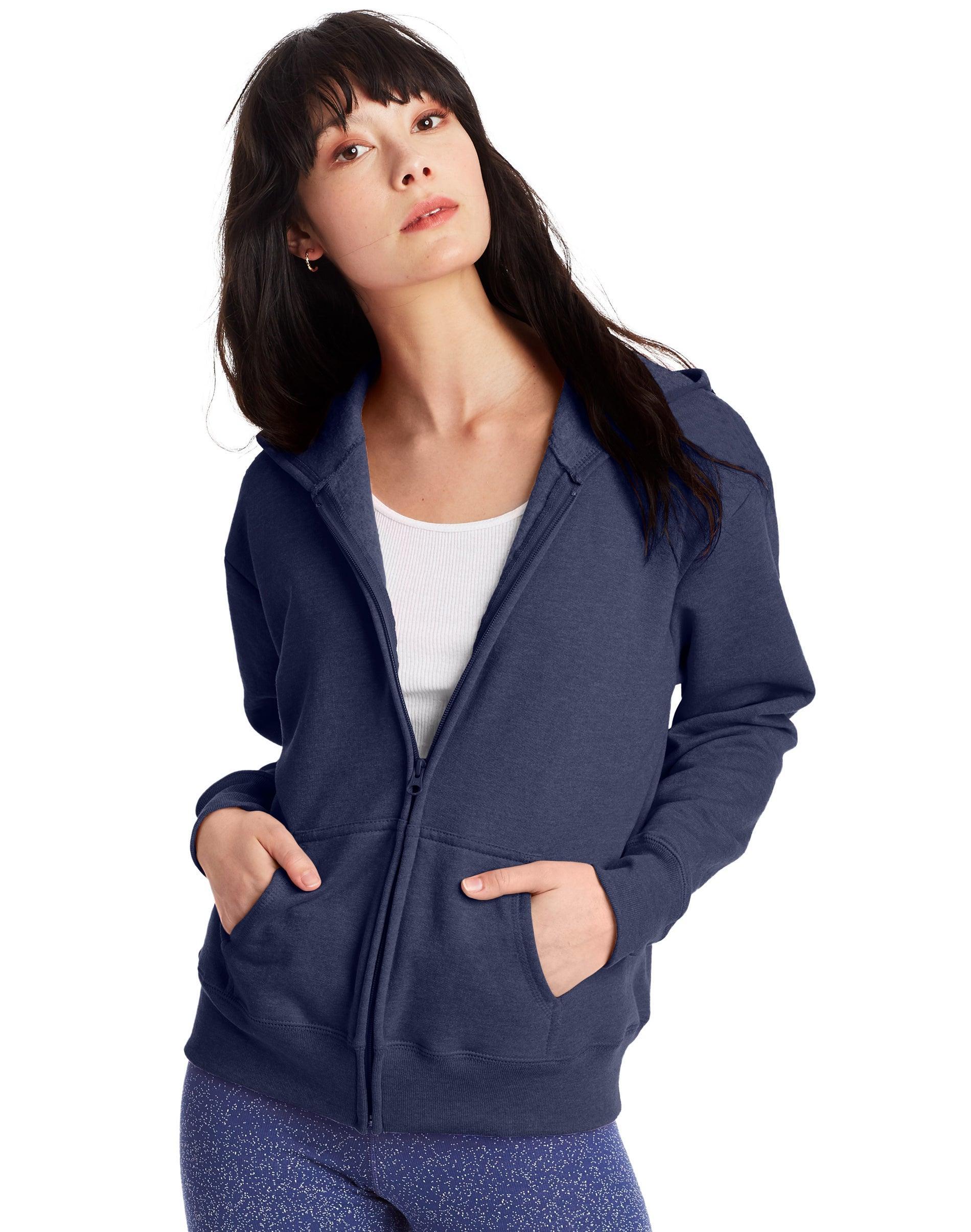 Hanes EcoSmart Womens Full-Zip Fleece Hoodie White S Product Image