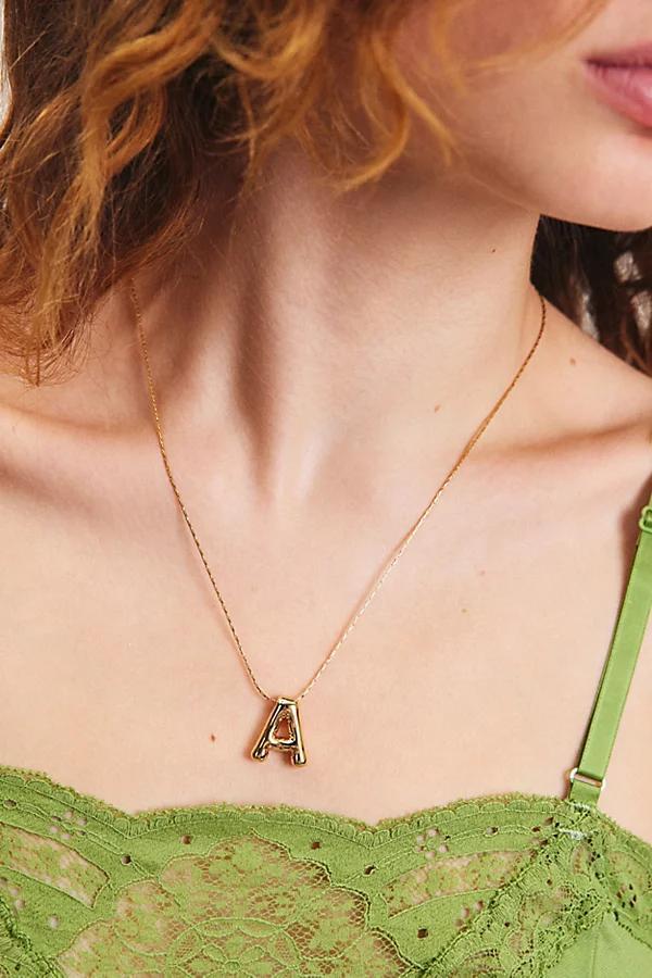 14k Gold Plated Bubble Initial Charm Necklace, Womens at Urban Outfitters Product Image