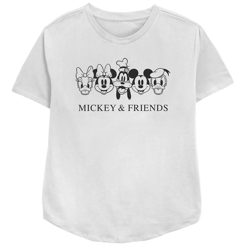 Disney's Mickey Mouse And Friends Character Head Lineup Women's Relaxed Fit Graphic Tee, Size: XL, White Product Image