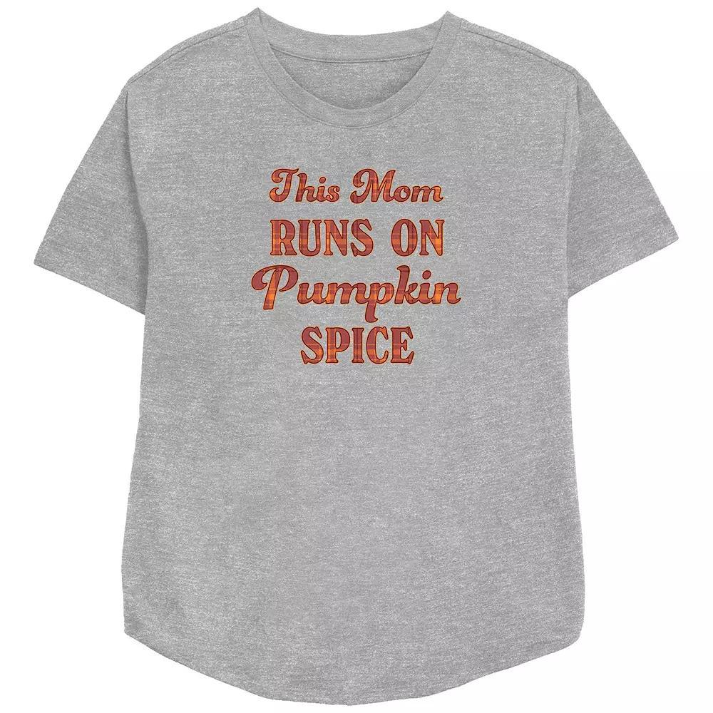 Women's This Mom Runs On Pumpkin Spice Relaxed Fit Graphic Tee, Size: XL, Athletic Grey Product Image