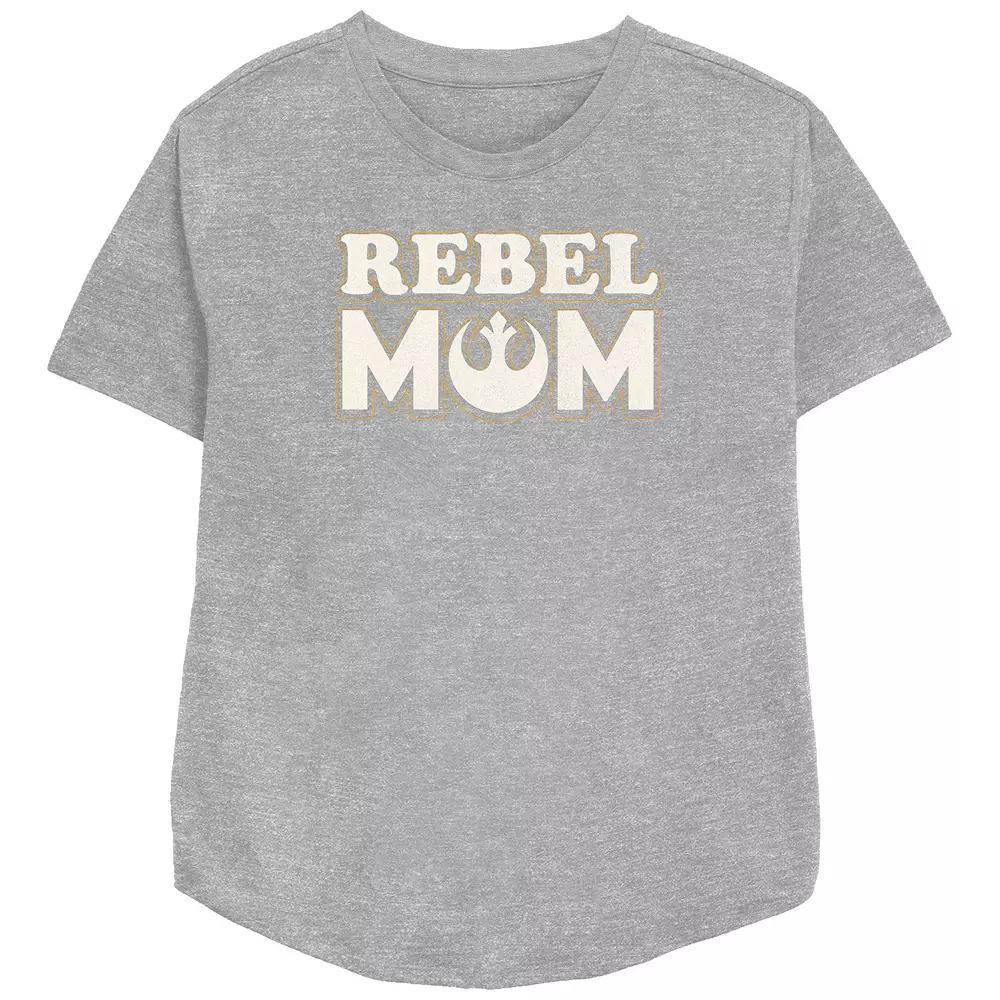 Women's Star Wars Rebel Mom Relaxed Fit Graphic Tee, Size: XXL, Athletic Grey Product Image