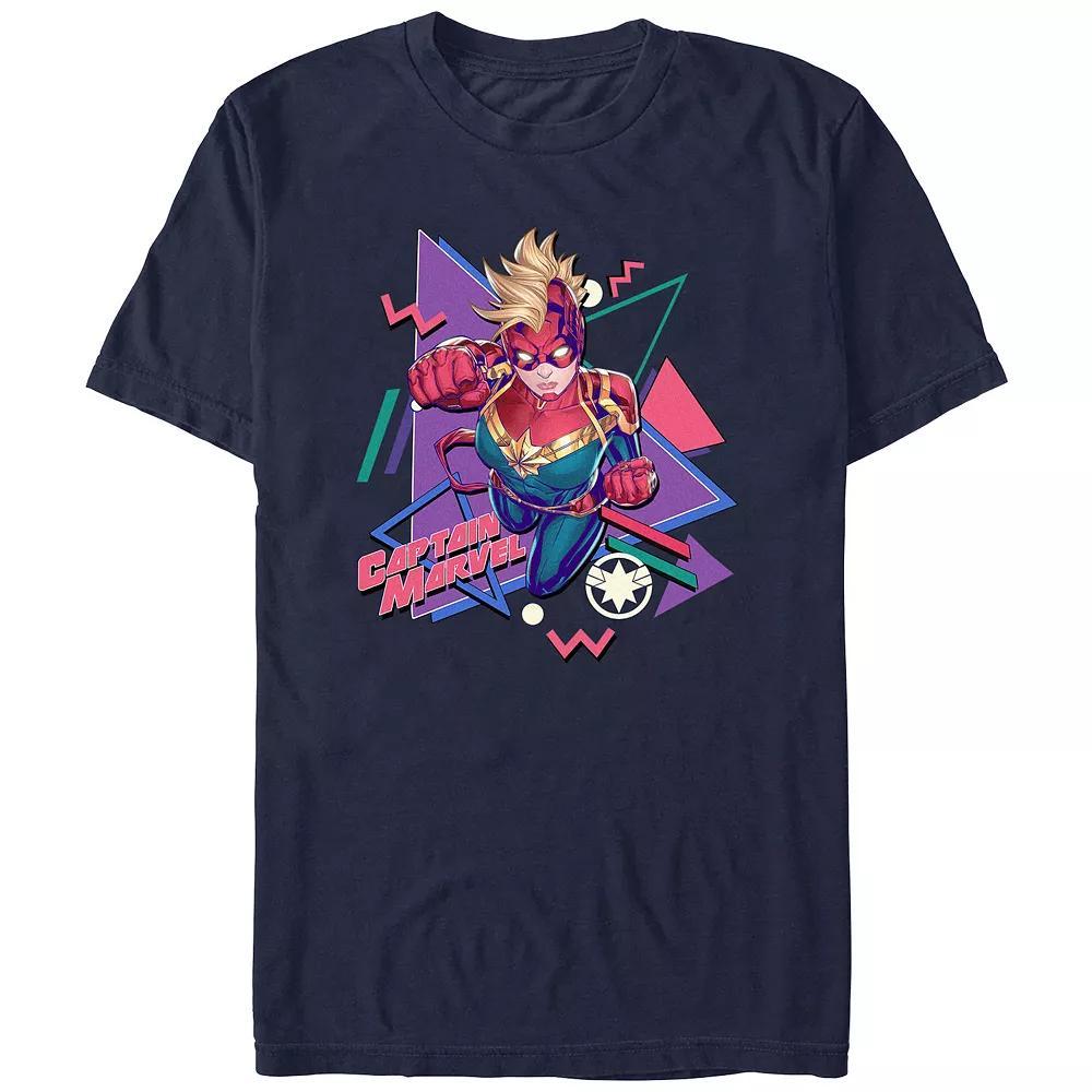 Juniors' Captain Marvel 90s Style Boyfriend Graphic Tee, Women's, Size: Small, Blue Product Image