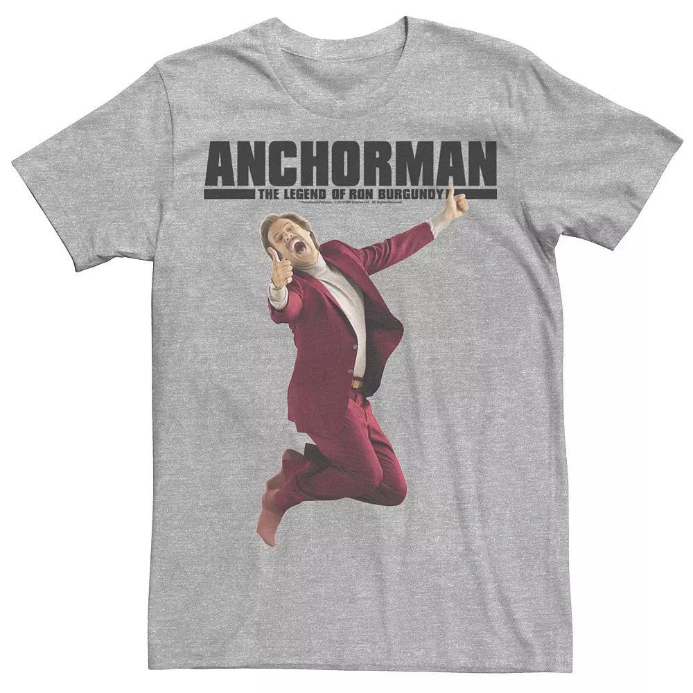 Men's Anchorman Ron Burgundy Jumping Portrait Tee, Size: XL, Athletic Grey Product Image