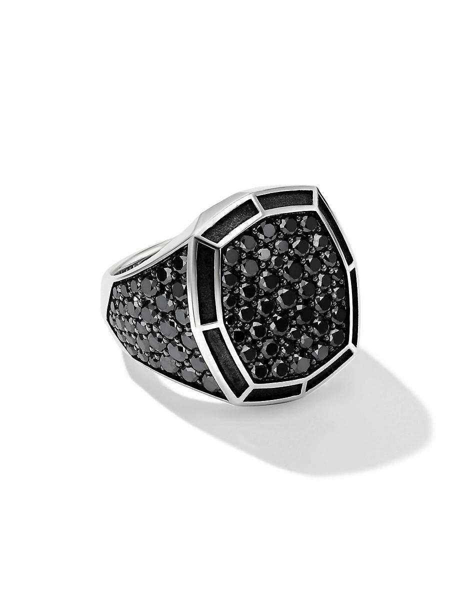 Mens Streamline Signet Ring in Sterling Silver Product Image