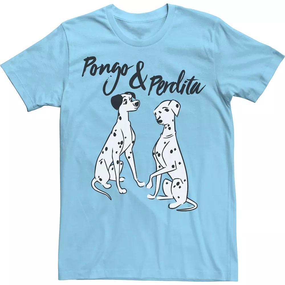 Men's 101 Dalmations Pongo Perdita Group Shot Tee, Size: Small, Light Blue Product Image