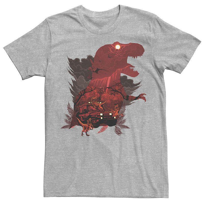 Men's Jurassic Park T-Rex Red Safari Collage Graphic Tee, Size: XXL, Red Grey Product Image
