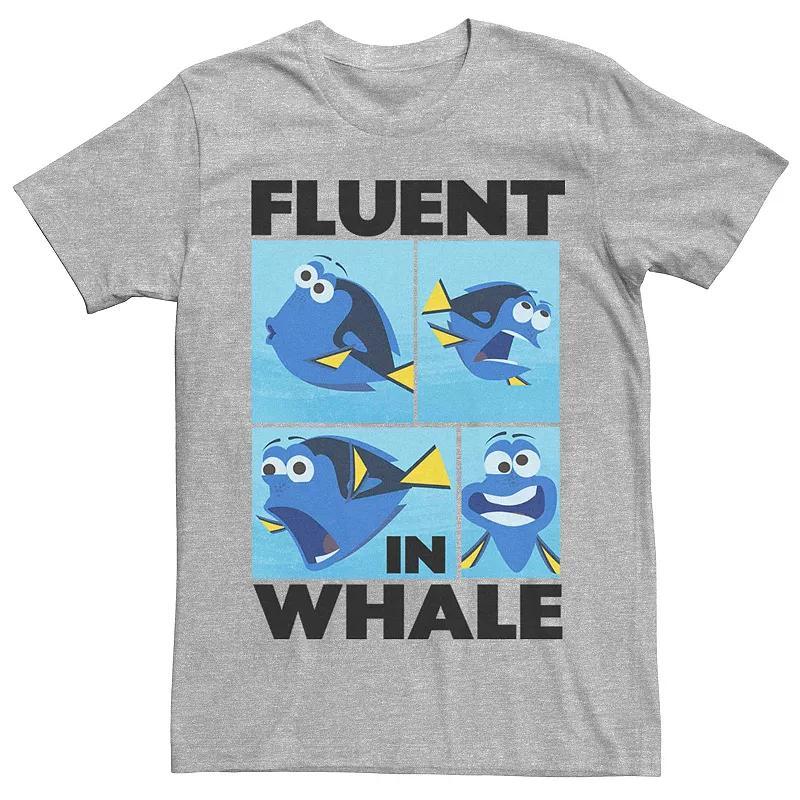 Men's Disney Pixar Finding Dory Fluent In Whale Tee, Size: Small, Athletic Grey Product Image