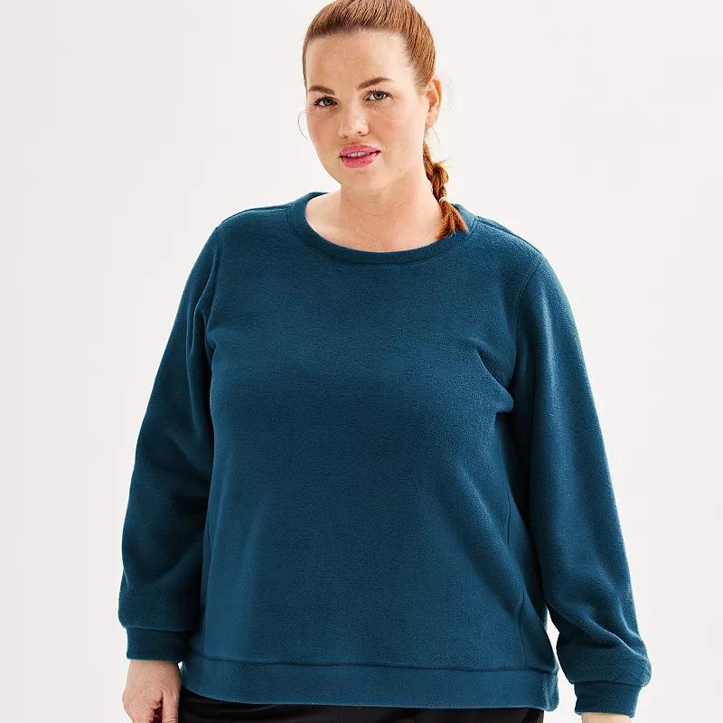 Plus Size Tek Gear® Micro Fleece Classic Crewneck Pullover, Women's, Size: 4XL, Mineral Black Product Image