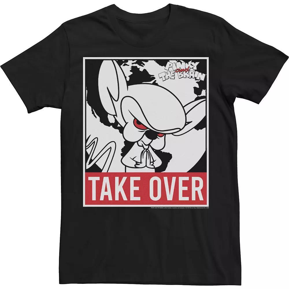 Men's Pinky And The Brain Take Over Poster Tee, Size: XL, Black Product Image