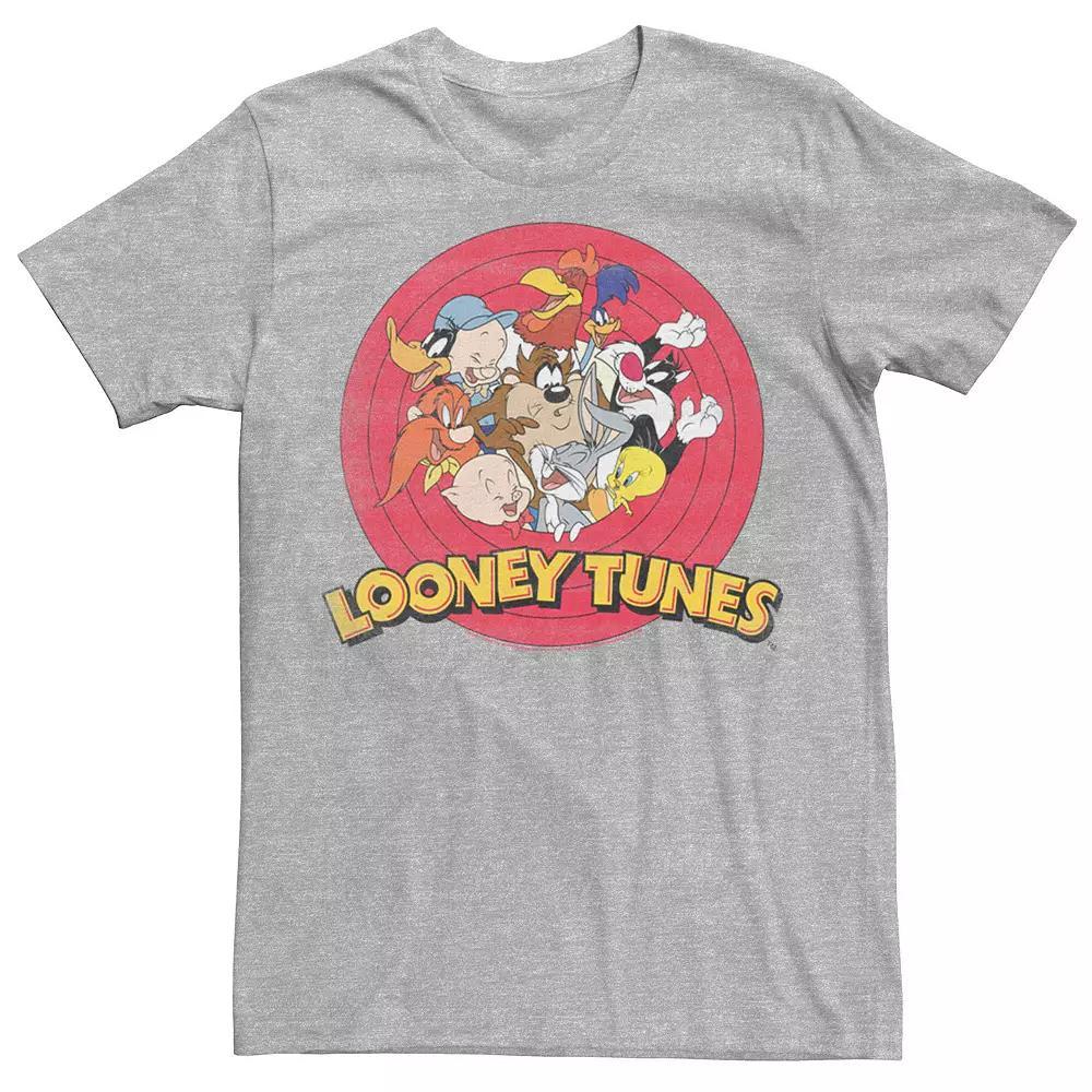 Men's Looney Tunes Classic Circle Lineup Group Shot Tee, Size: Medium, Athletic Grey Product Image