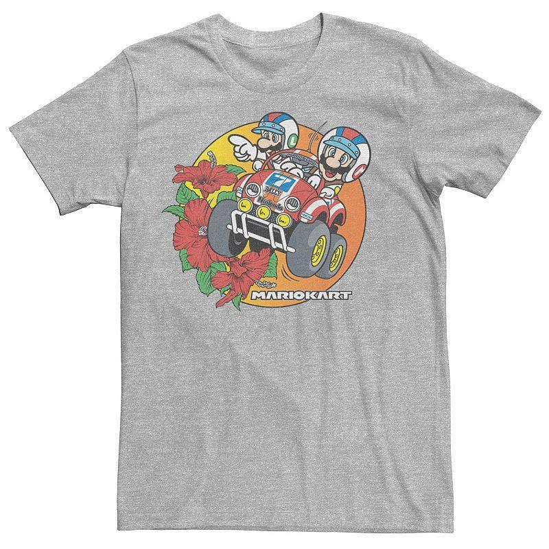 Men's Mario Kart Baja Buds Beach Portrait Tee, Size: Large, Athletic Grey Product Image