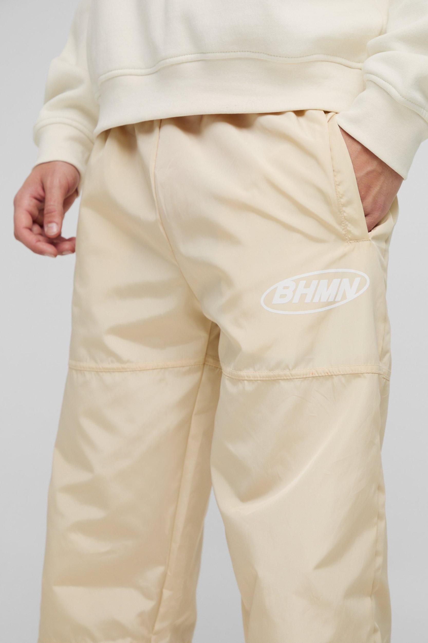Elasticated Waist Relaxed Nylon Branded Pants | boohooMAN USA Product Image