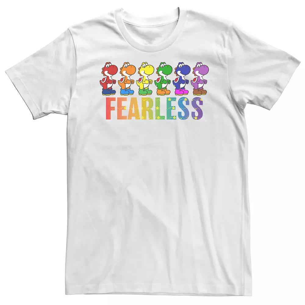 Big & Tall Super Mario Pride Yoshi Fearless Rainbow Line Up Tee, Men's, Size: 3XL Tall, White Product Image