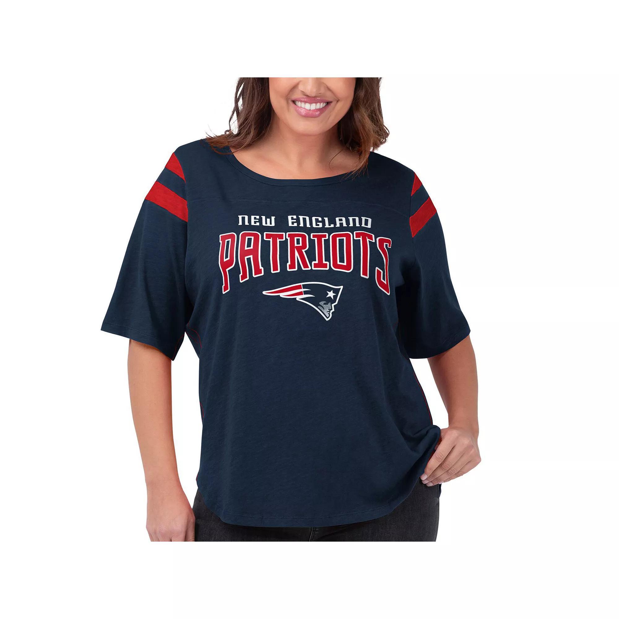 Womens G-III 4Her by Carl Banks New England Patriots Plus Size Linebacker Short Sleeve T-Shirt Blue Product Image