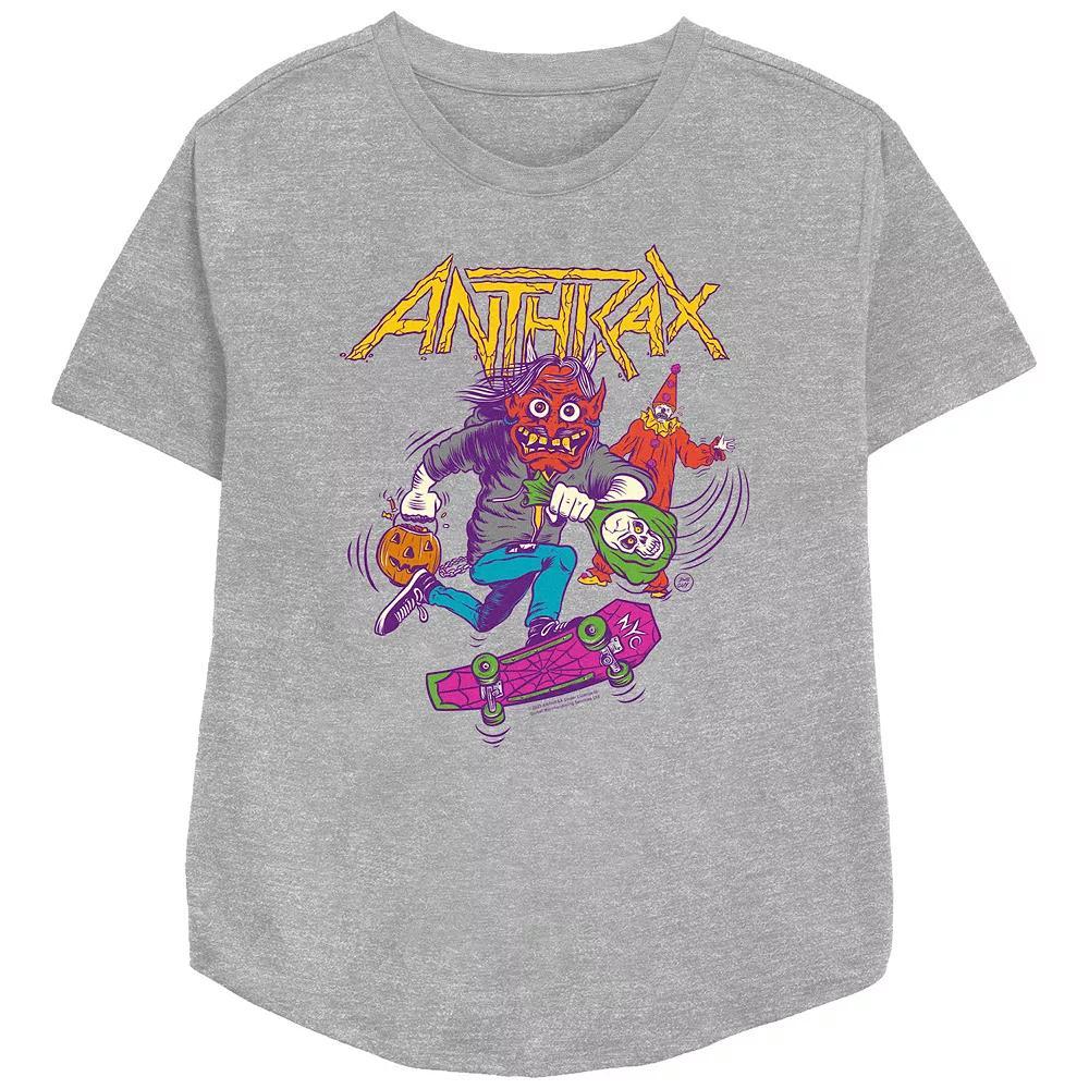 Women's Anthrax Trick Or Treating Relaxed Fit Graphic Tee, Size: XXL, Athletic Grey Product Image