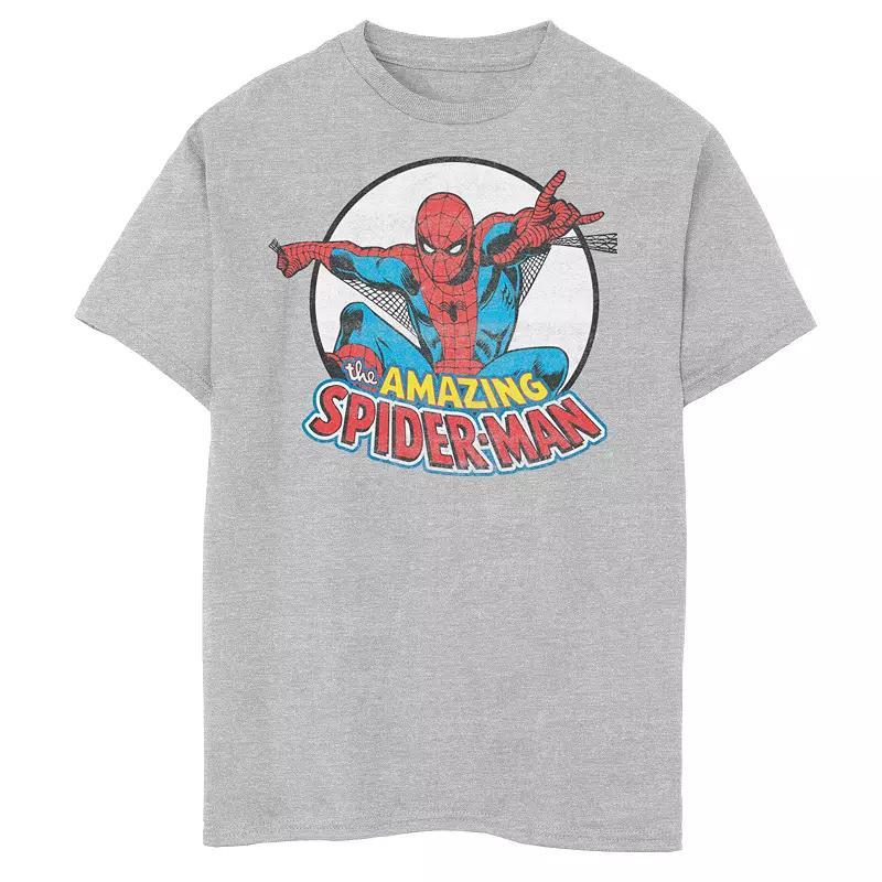 Boy's Flying Spider-Man Crew Tee, Size: XL, Athletic Grey Product Image