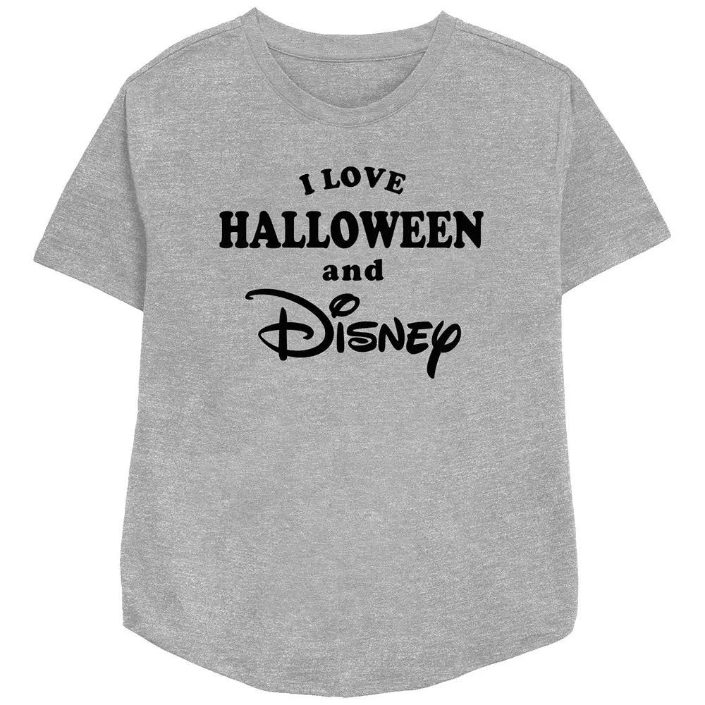 Disney's I Love Halloween And Disney Women's Relaxed Fit Graphic Tee, Size: Large, Athletic Grey Product Image