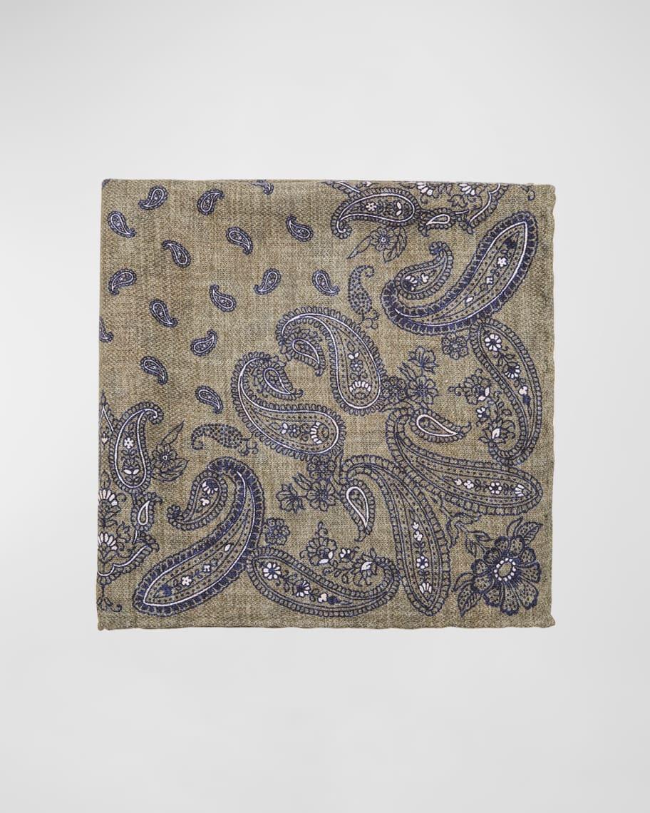 Mens Silk Paisley Pocket Square Product Image
