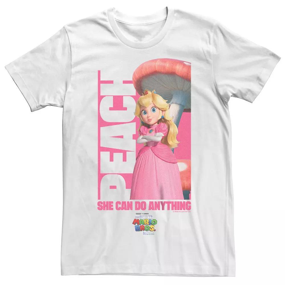 Big & Tall The Super Mario Bros. Movie Peach She Can Do Anything Graphic Tee, Men's, Size: 4XL Tall, White Product Image